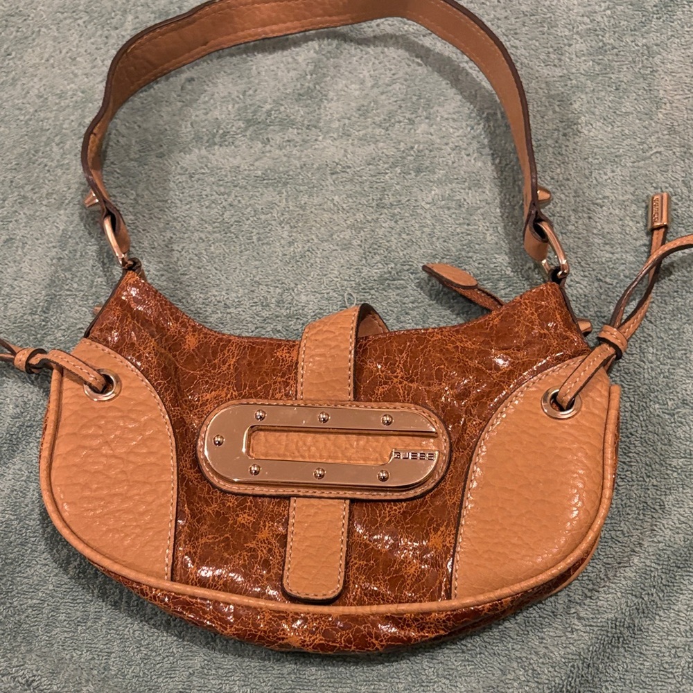Guess Tan and Brown Shoulder Bag